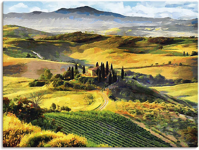 ARTland Leinwandbilder Wandbild Bild auf Leinwand 80x60 cm Gemälde Landschaftsbilder Toskana Natur I