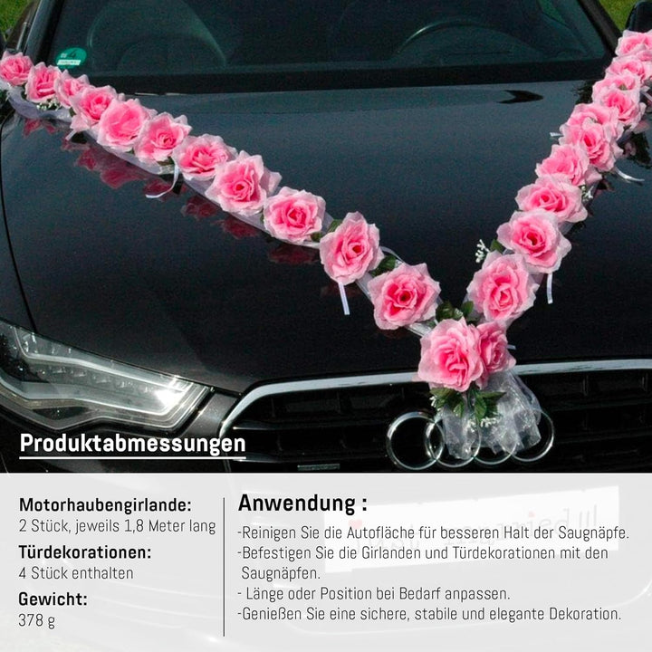 Rosen Girlande Braut Paar Rose Deko Dekoration Autoschmuck Hochzeit Car Auto Wedding ®Auto-schmuck D