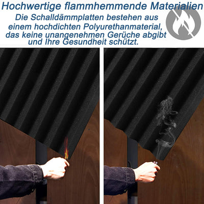 12 Stück Akustikschaumstoff Platten, Schalldämmung aus feuer- und flammhemmendem Material mit hoher
