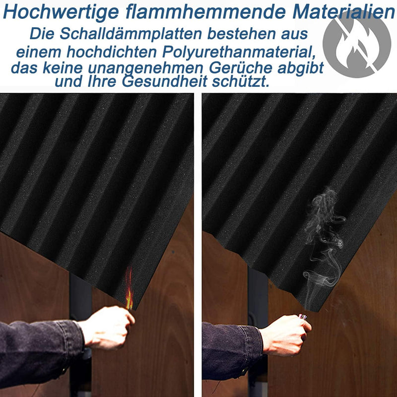 12 Stück Akustikschaumstoff Platten, Schalldämmung aus feuer- und flammhemmendem Material mit hoher