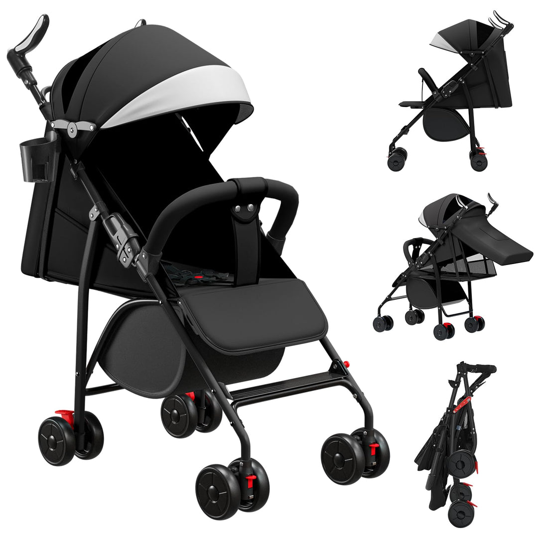 homewell Kinderwagen klappbar, Buggy Kinderbuggy, flache Liegeposition, mit Getränkehalter, Sicherhe