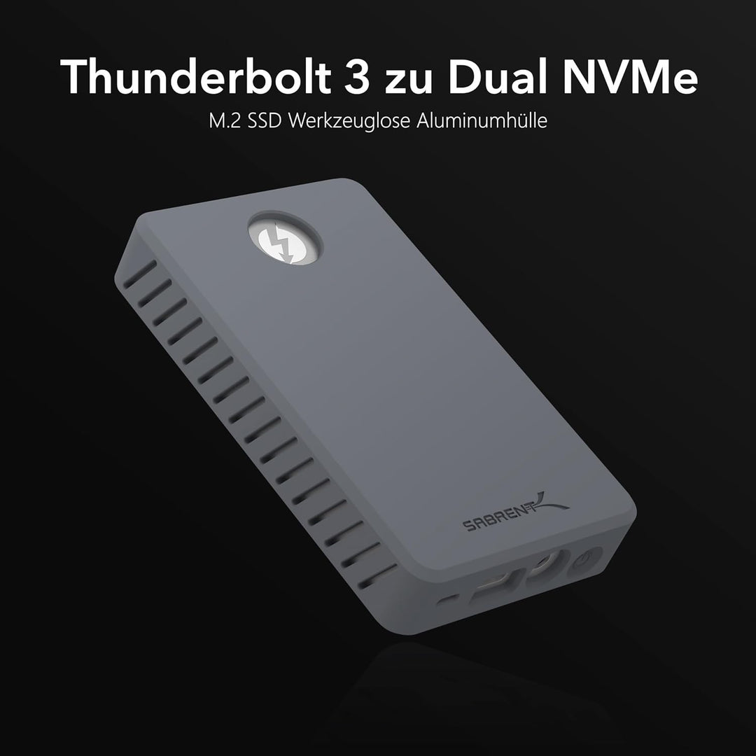 SABRENT SSD M.2 Gehäuse Dual Bay, 1500Mbps Thunderbolt 3 Docking Station USB C fur Aluminium Externe