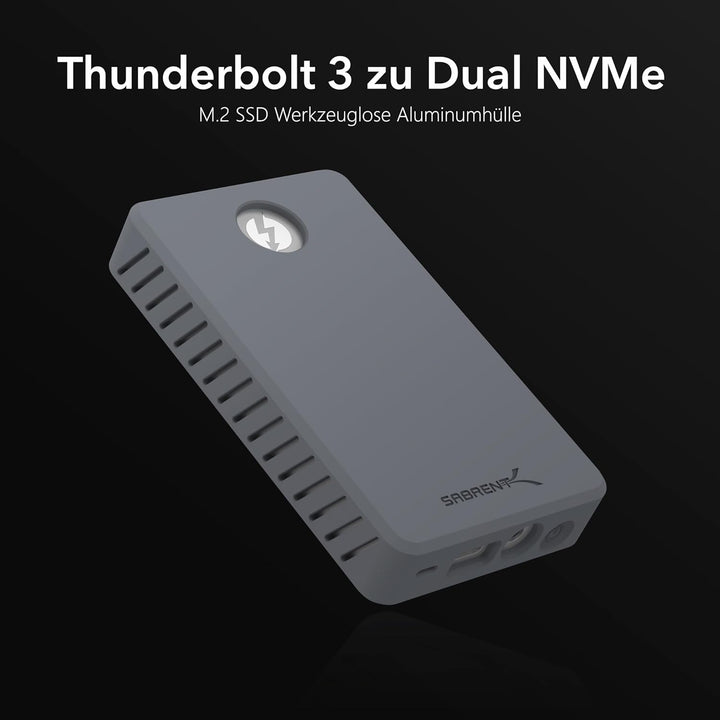 SABRENT SSD M.2 Gehäuse Dual Bay, 1500Mbps Thunderbolt 3 Docking Station USB C fur Aluminium Externe