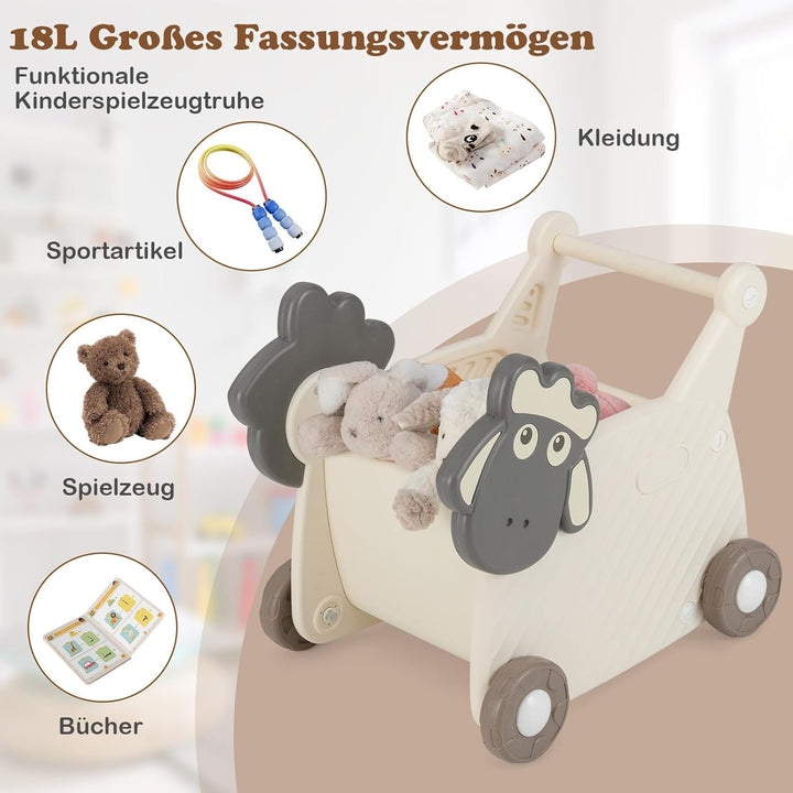 COSTWAY Baby Lauflernwagen, Lauflernhilfe mit 18 L Stauraum & Rädern, Spielzeugwagen zum Schieben &