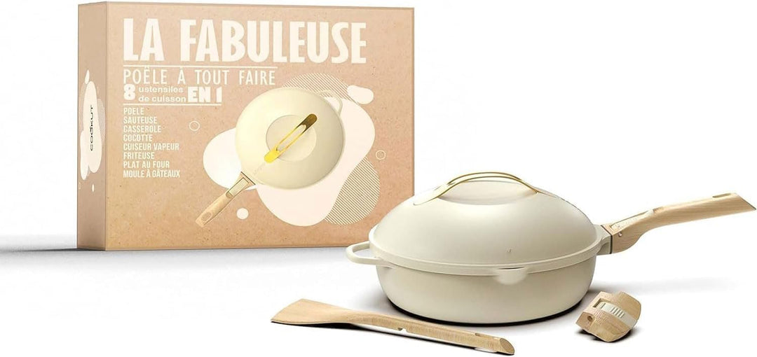 COOKUT - Die fabelhafte 8-in-1-Pfanne – "Kleines Modell 24 cm" – ein einzelnes Werkzeug, das Pfanne,