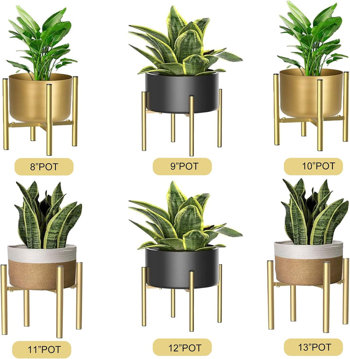 DeJivsin Pflanzenständer, Blumenständer metall Gold, 21cm-35cm, Verstellbarer Pflanzenständer aus Me
