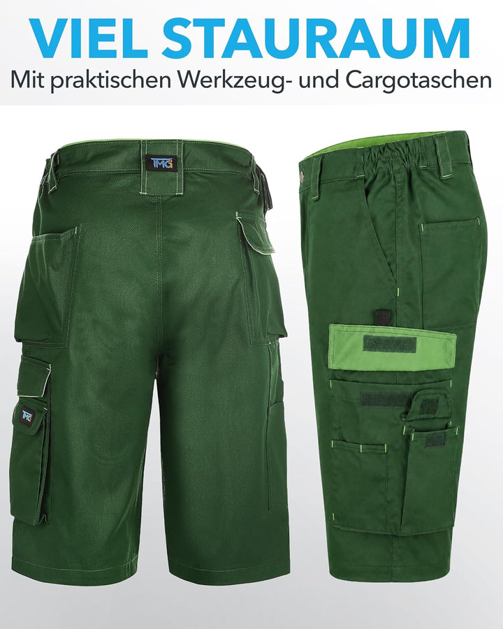 TMG | Arbeitsshorts für Herren, Kurze Arbeitshose mit Werkzeugtasche, robust &amp; strapazierfähig, Carg