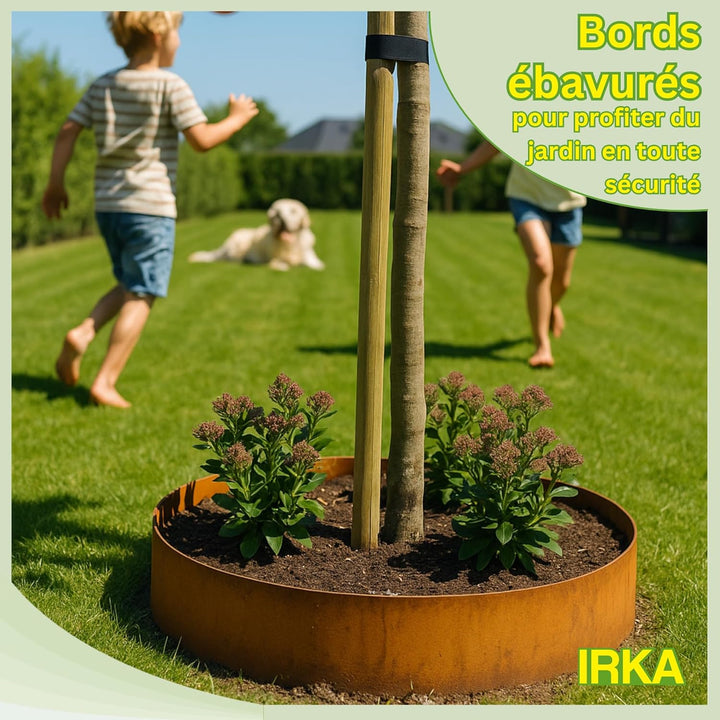 IRKA Rasenkantenband Cortenstahl Garten 20 cm x 15m x 1mm | Cortenstahl Rasenkante Rost mit Versteif