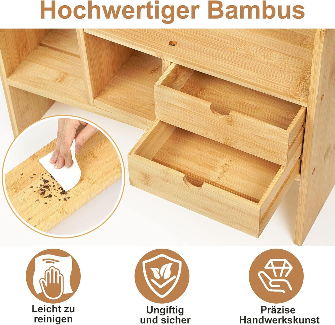 GUUSII HOME Bücherregal Klein Holz Schreibtischregal Verstellbare Tisch Regal Schreibtisch Organizer