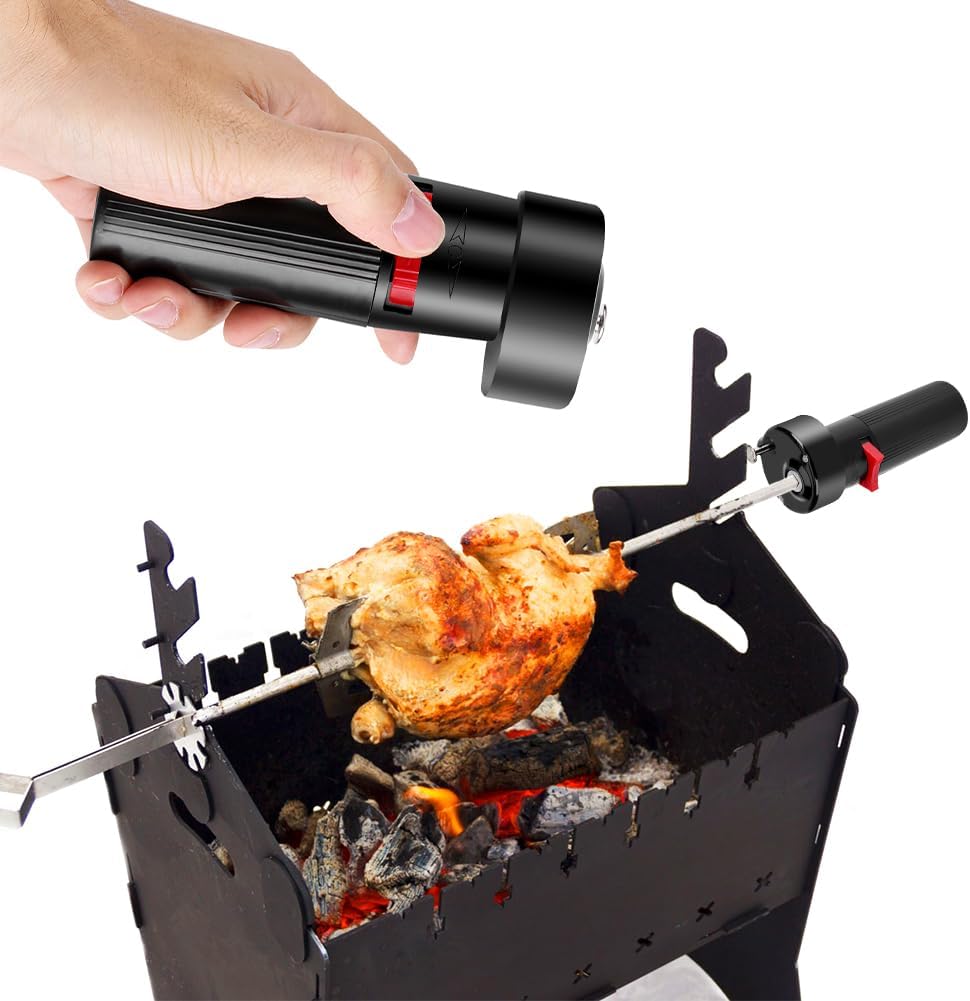 Grillmotor aus Kunststoff, elektrischer Rotisserie-Set, Grillspiess, Grillspiess, Halterung, Zubehör