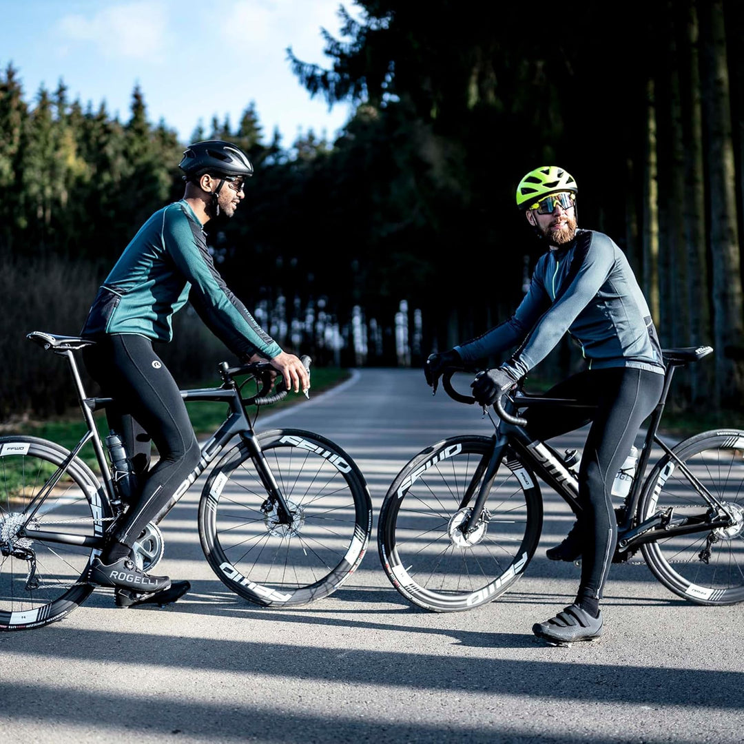 Rogelli Core Radlerhose Herren mit Sitzpolster - Lange Fahrradhose Mit Trager - Atmungsaktiv - Schwa