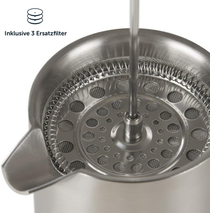 Blumtal French Press aus Edelstahl 350 ml (2 Tassen) - Thermo Kaffeebereiter doppelwandig isoliert m