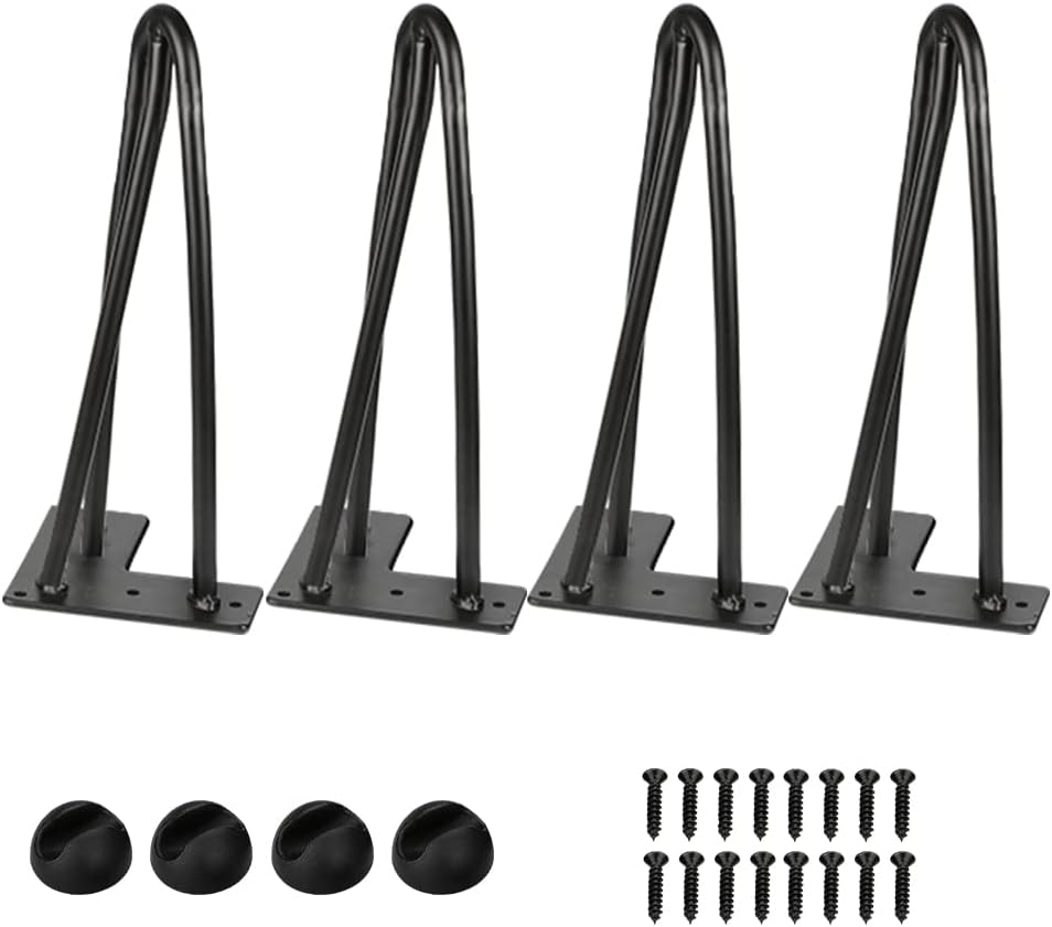 Ikodm 4er Set Hairpin Legs 15CM Haarnadel Tischbeine Tischkufen Esstisch mit Dreifachstab Freie Bode