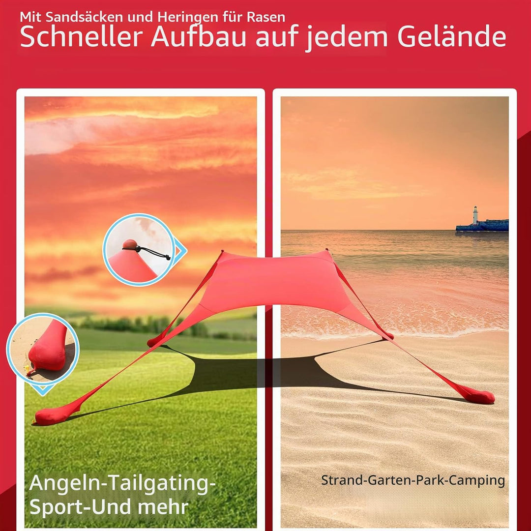 CUUPO Strandzelt, Sonnenschutz, LSF 50+, UV-Schutz, Outdoor-Baldachin, Sonnenschutz mit 2 Stangen fü