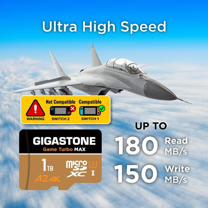 [5 Jahre kostenlose Datenwiederherstellung] GIGASTONE 1TB Micro SD Karte, Game Turbo MAX, bis zu 160