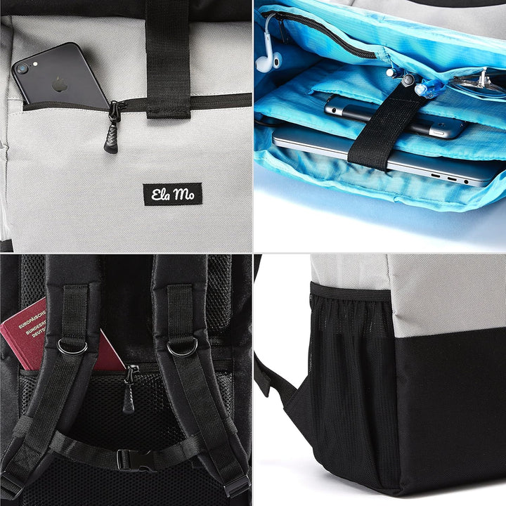 Ela Mo’s Rucksack Damen Herren | Schön und Durchdacht | für Uni Reisen Freizeit Job | mit Laptopfach