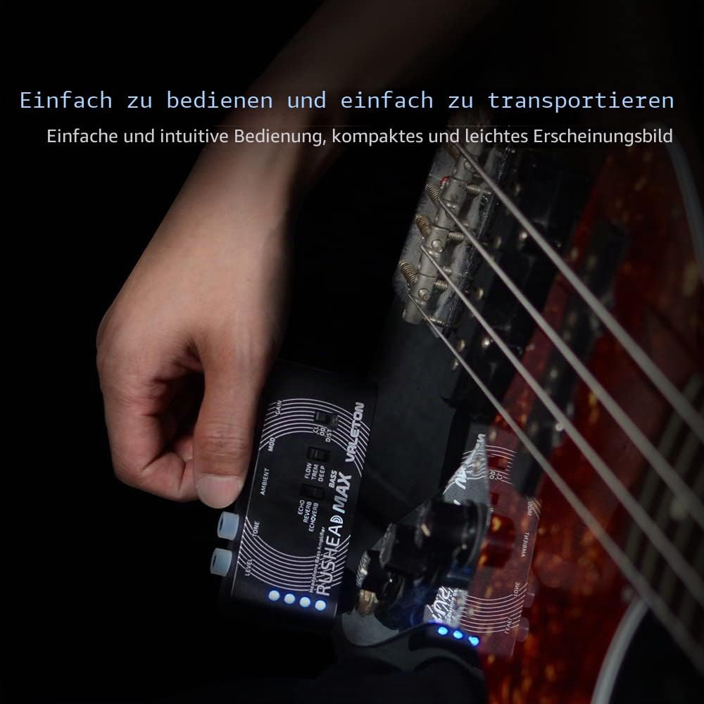 Valeton Rushead Max Bass Kopfhörer Verstärker Multi-Effects USB Aufladbar Portabel Hosentasche Schla