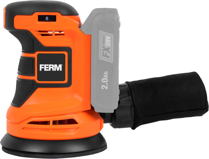 FERM Akku-Exzenterschleifer 20V – 125 mm Schleifplatte, 6-stufige Drehzahlregelung 5.000–10.000 U/mi