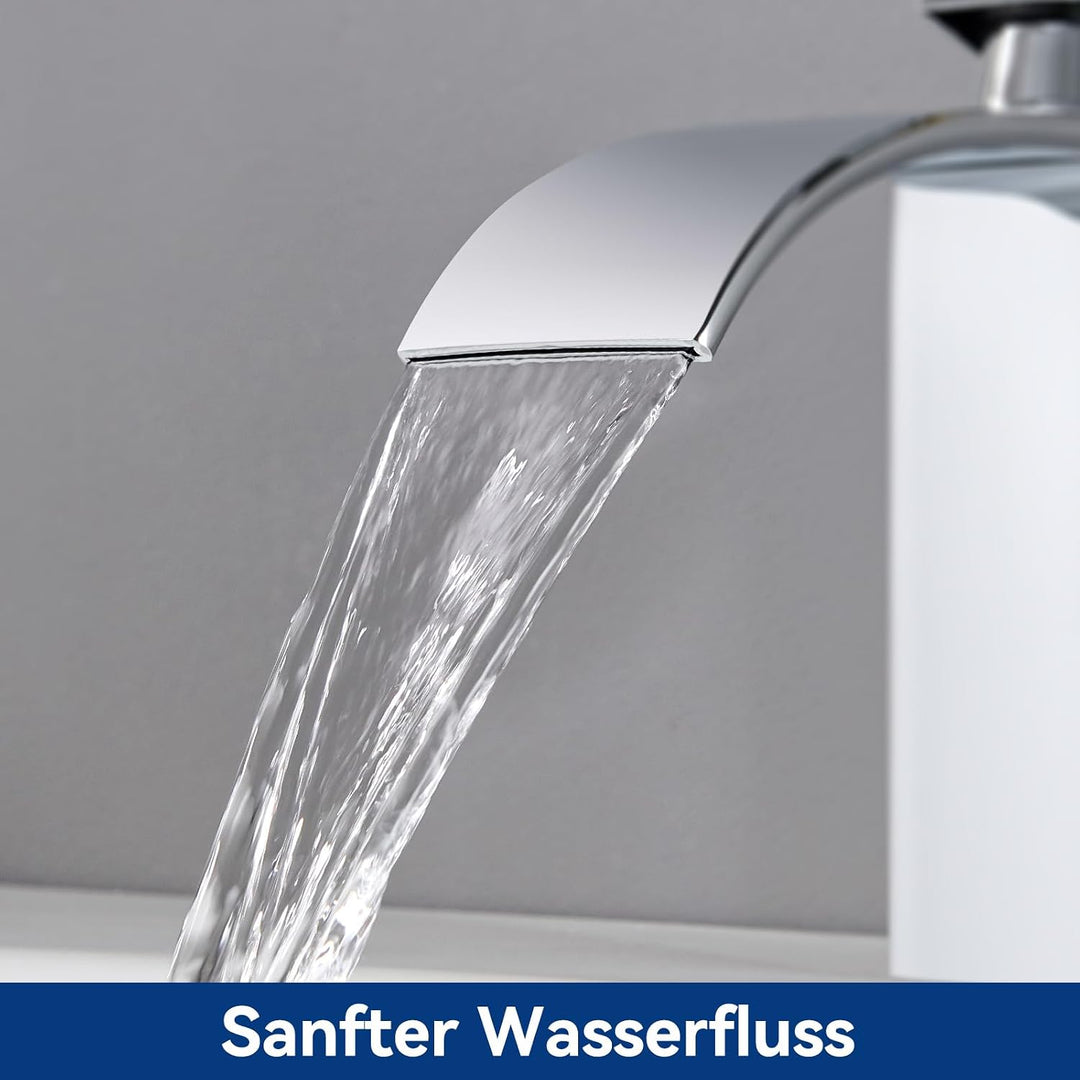CECIPA Wasserhahn Bad, Waschtischarmatur Wasserfall, Armatur Badezimmer Edelstahl, Waschbecken Armat