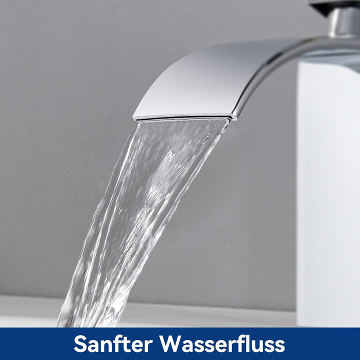 CECIPA Wasserhahn Bad, Waschtischarmatur Wasserfall, Armatur Badezimmer Edelstahl, Waschbecken Armat