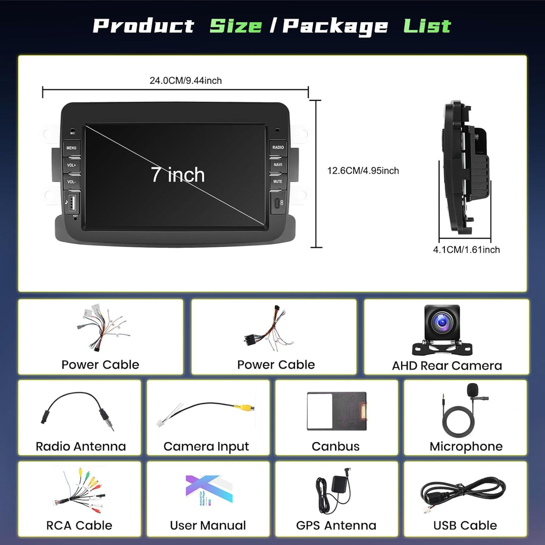 Hikity 2G+64G Android 15 Autoradio für Renault Spring, Dacia Logon, Duster, Captur, Sandero, Symbol,