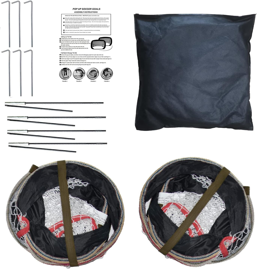 Profi Pop-Up Fussballtor 2er Set 120×70×70 cm Mobiles Kleinfeldtor für Fussballtraining & Technik-Dr