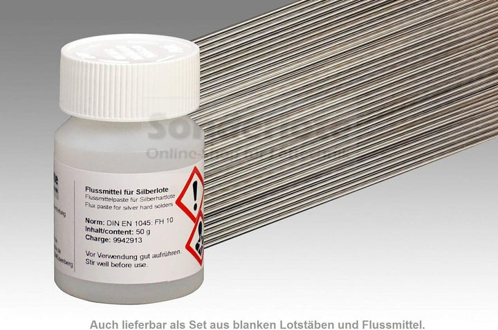 3,00 m Silberlot Lotdraht 0,6 mm Hartlot 55% Silber, AT 650 °C und 100 g Flussmittelpaste