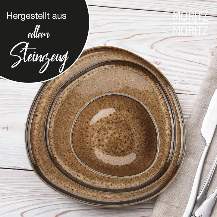 Moritz & Moritz ORGANIC Müslischalen Set 6-teilig Beige, Steingut Bowls im modernen Design, ca. 500