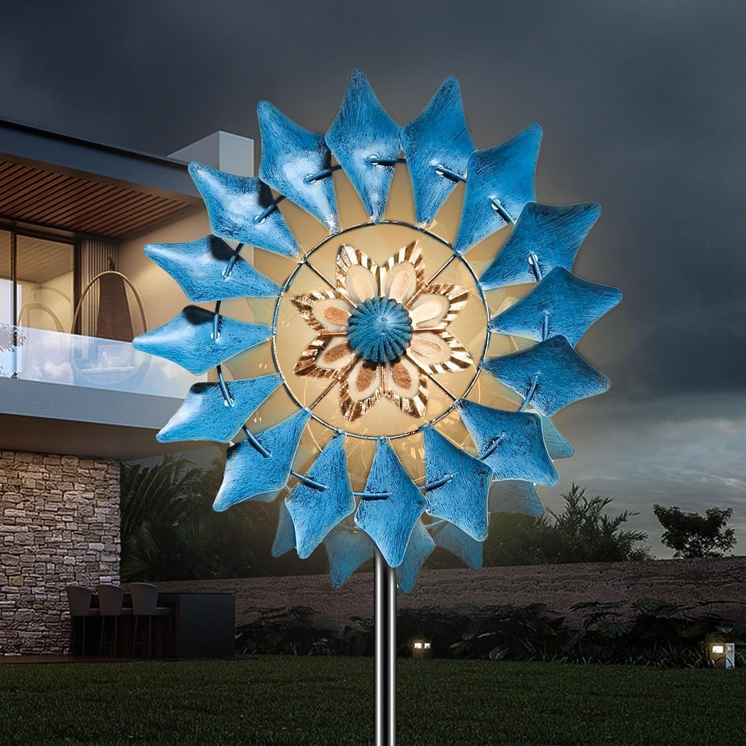 Solare Metall-Windspinner für Aussenbereich, Gartendekoration Durchmesser ca. 8 Zoll, Höhe ca. 12 Zo