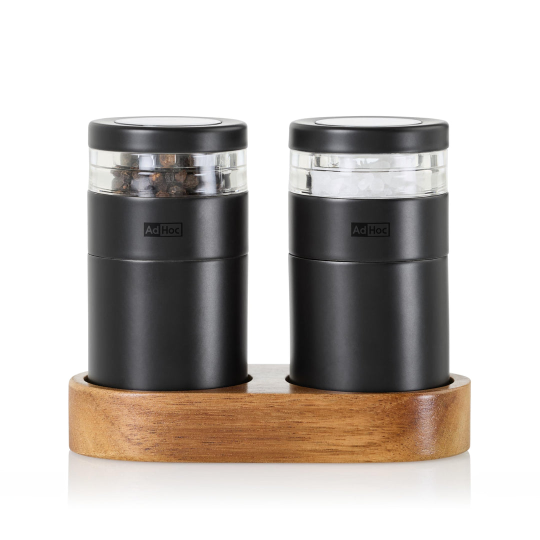 AdHoc ME19 Set Salzmühle und Pfeffermühle MENAGE MOLTO | langlebiges Mahlwerk, edles Gehäuse aus Ede