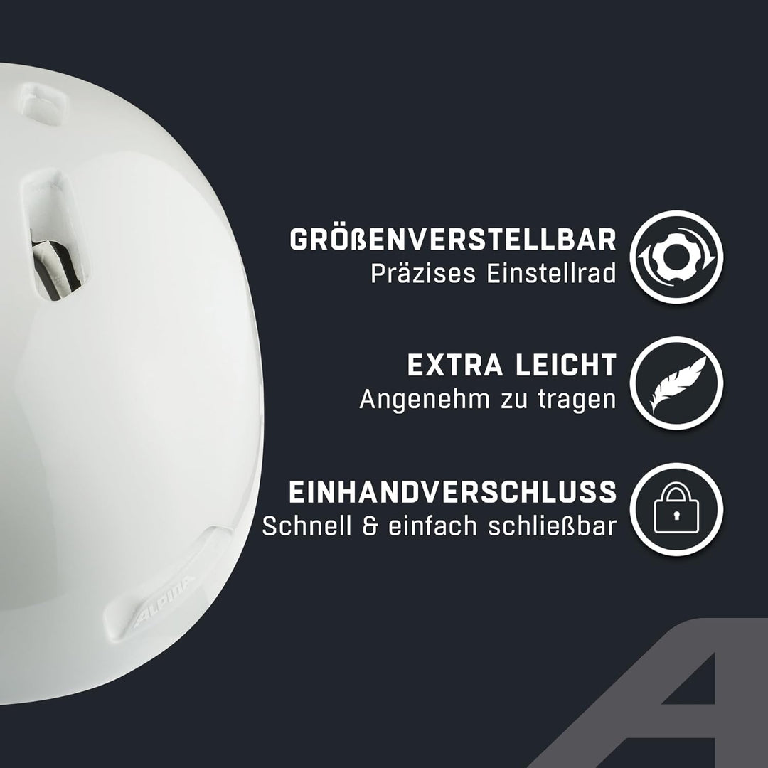 ALPINA HAARLEM - Robuster, Individuell Anpassbarer & Leichter Urban Fahrradhelm Für Erwachsene white