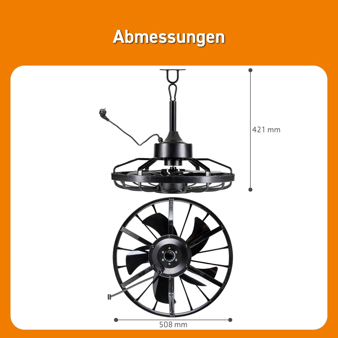 Proventa LED Deckenleuchte mit Ventilator IP44 Wasserfest 42W 900lm Ø51cm CCT 2000K-4000K Fernbedien