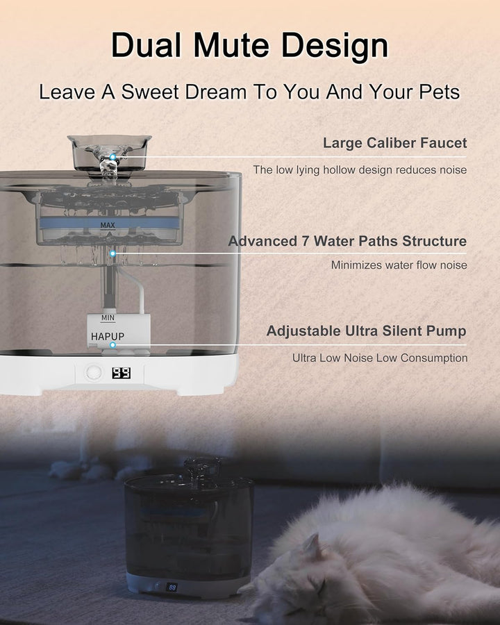 HAPUP Katzenbrunnen Batteriebetrieben Trinkbrunnen für Katze 2,2L Automatisch Wasserbrunnen für Katz