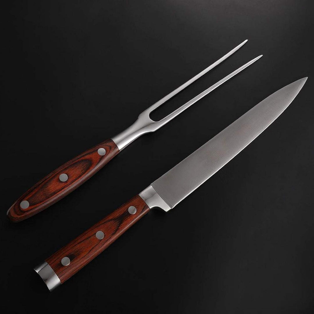 EVTSCAN Schnitzmesser und Gabel Set, Edelstahl Premium BBQ Fleisch Truthahn Braten Küche Abendessen