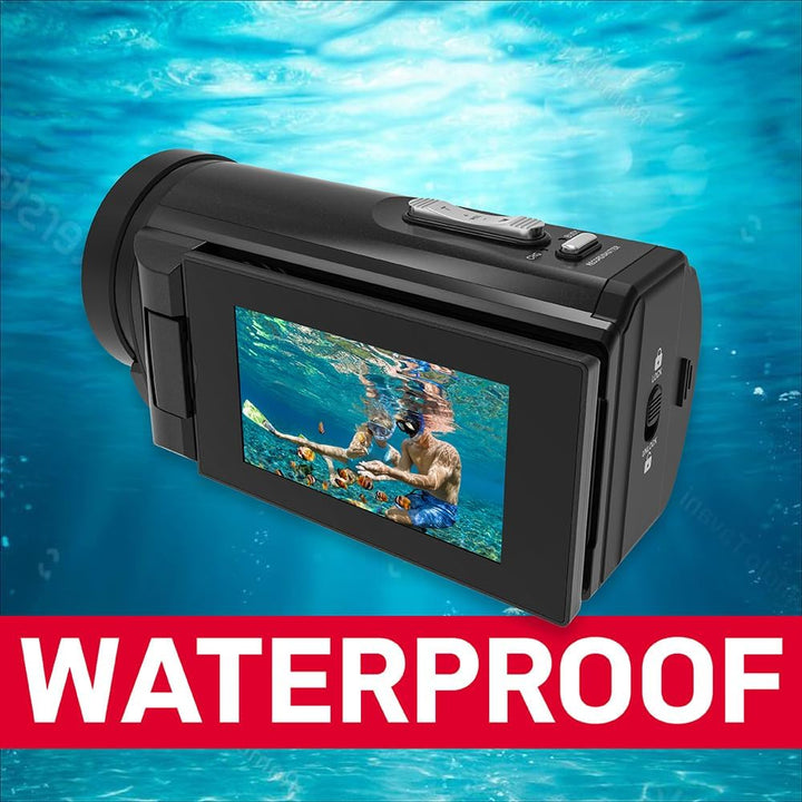 AgfaPhoto Realimove CC4000W - Wasserdichter 4K-Camcorder mit 3-Zoll-Touchscreen, 18-facher Digitalzo