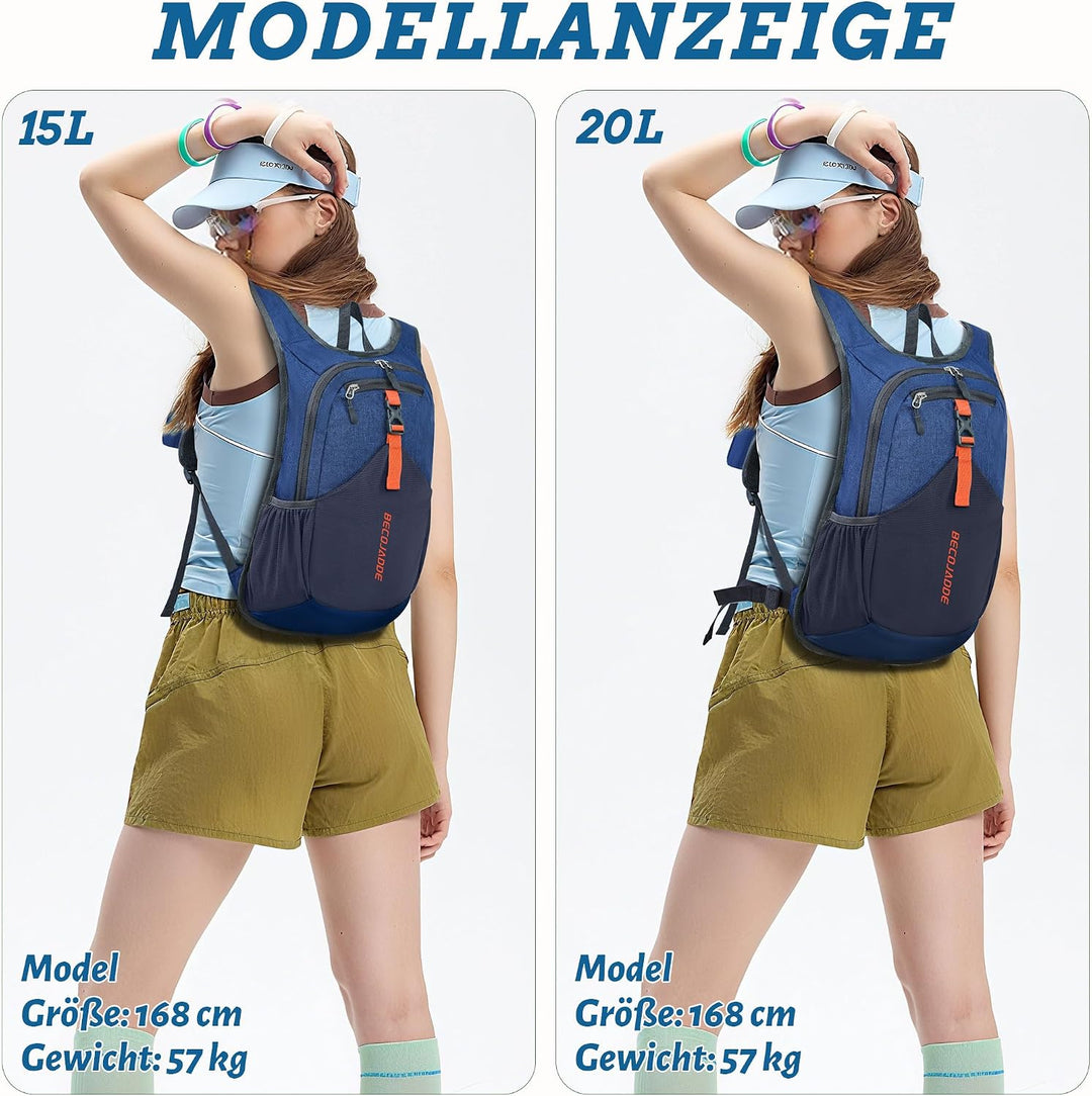 15L Wanderrucksack Herren Kleiner Rucksack Damen Leichter Daypack Tagesrucksack Faltbarer Trekkingru