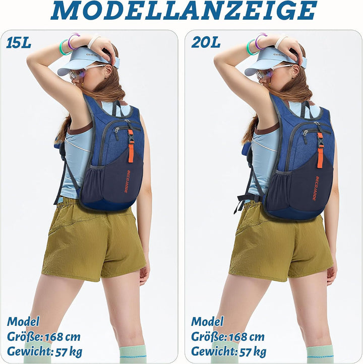15L Wanderrucksack Herren Kleiner Rucksack Damen Leichter Daypack Tagesrucksack Faltbarer Trekkingru