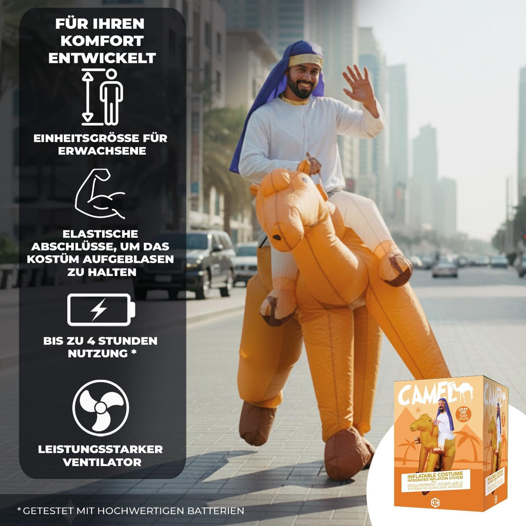 AirSuit® Aufblasbares Kostüm Kamel | Ausgefallenes Auflbaskostüm | Premium Qualität | Grösse Erwachs