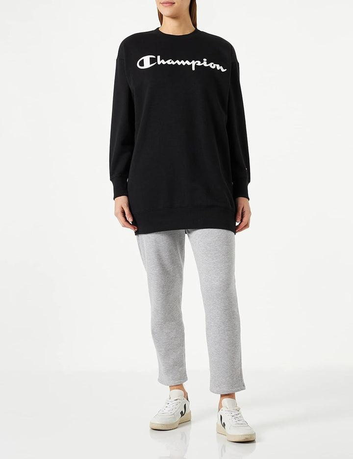 Champion Damen Legacy American Classics Powerblend Terry Maxi-Dress Crewneck Sweatshirt S Schwarz, S