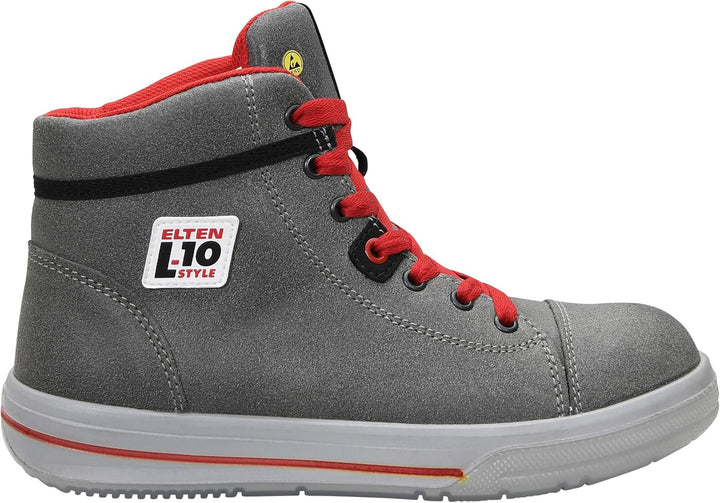 ELTEN Sicherheitsschuhe Vintage Lady Mid ESD S3, Damen, Leder, Stahlkappe, leicht, sportlich 35, Gra