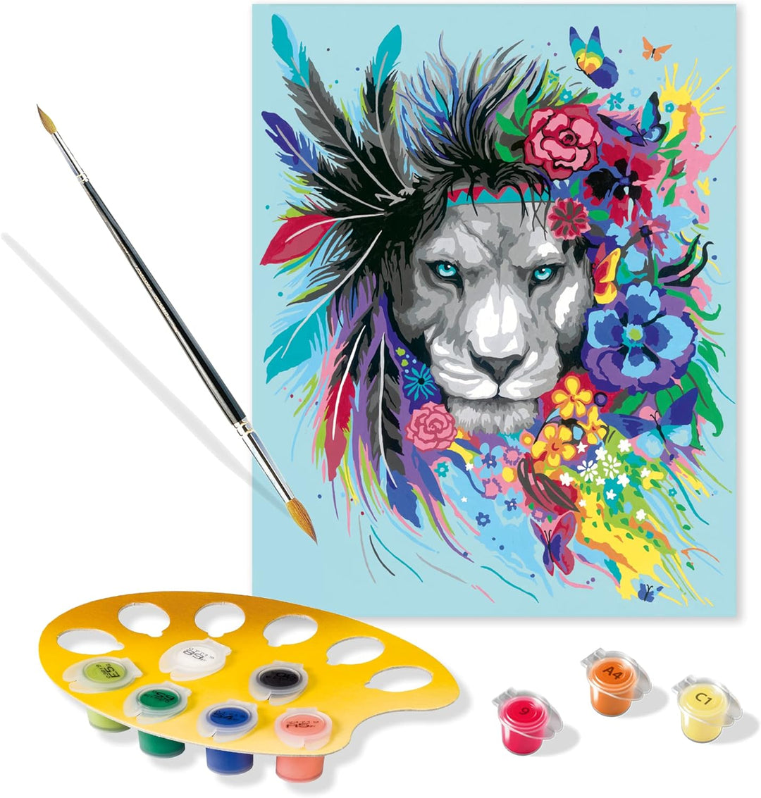 Ravensburger CreArt 20130 - Boho Löwe - Malen nach Zahlen Erwachsene, DIY Malset mit Pinsel und Acry