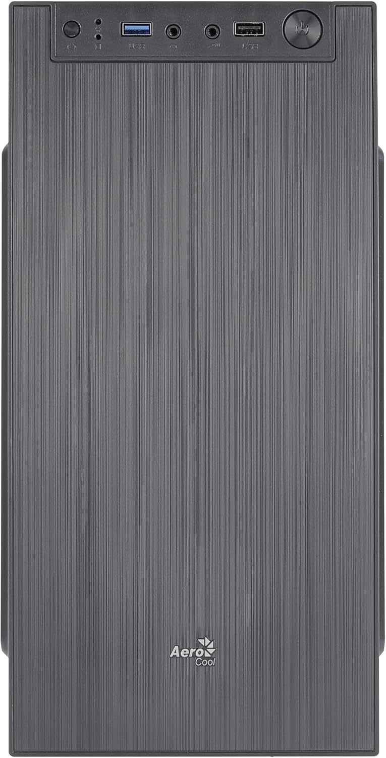Aerocool CS108BKV1, kompakter PC-Gehäuse Micro ATX, poliertes Aluminium, 80 cm, Schwarz Schwarz CS10