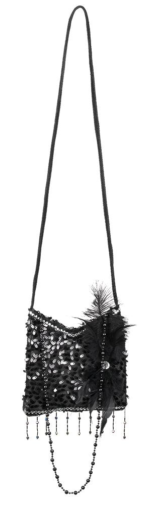 shoperama Charleston Handtasche schwarz Flapper Kostüm-Zubehör 20er Jahre Damen-Tasche The Roaring T