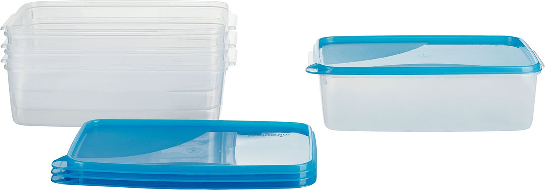 MiraHome Gefrierdosen 4x3L rechteckig blau – Vorratsdosen mit Deckel luftdicht – Transparente Frisch