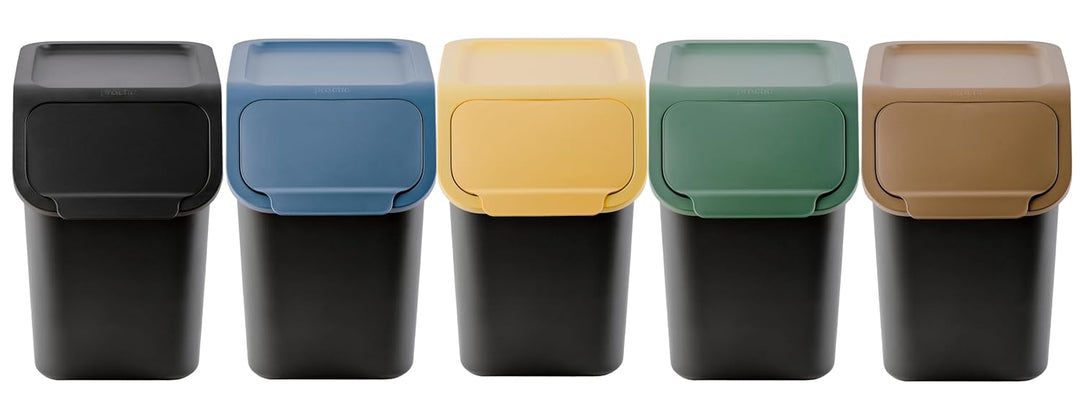 Mülleimer Set 5 Stück 25L Mit Deckel Click-Function Abfalleimer Mülltrennsystem Abfallbehälter Recyc