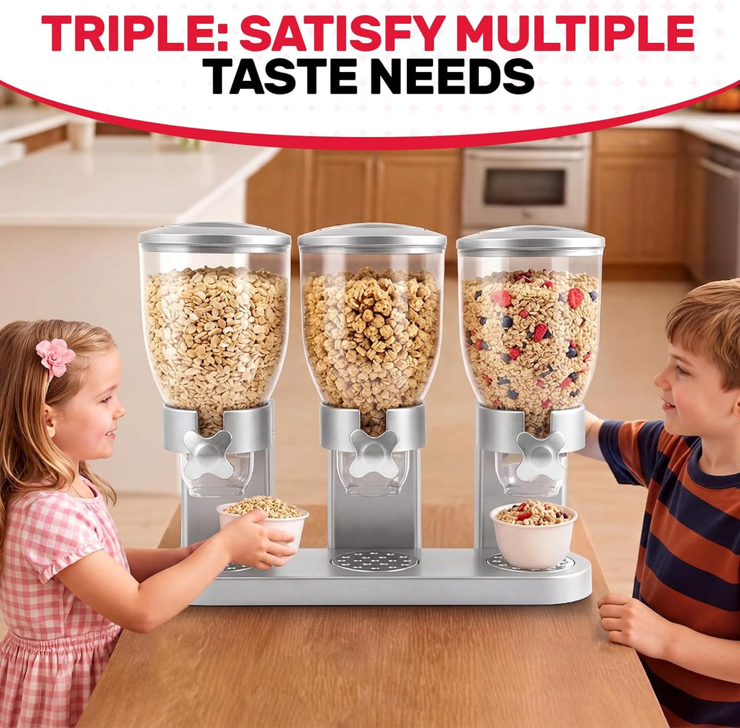 Sinceroduct Cereal Dispenser Countertop 2L, 3er Set Dreifacher Müsli Verteiler für die Arbeitsplatte