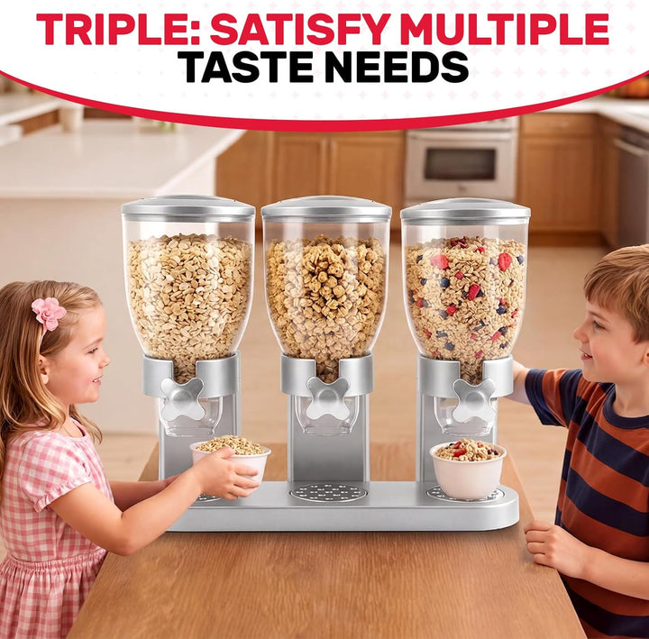 Sinceroduct Cereal Dispenser Countertop 2L, 3er Set Dreifacher Müsli Verteiler für die Arbeitsplatte