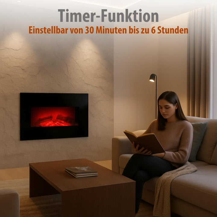 Classic Fire Elektrischer Kamineffekt-Ofen-1800W, Schwarz, 13x66x46 cm