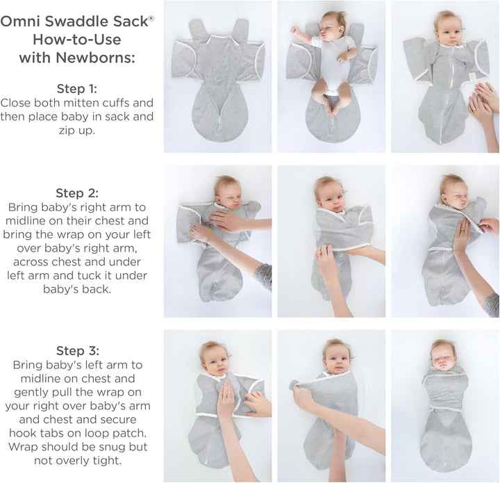 SwaddleDesigns Unisex Baby Omni 6-Wege Omni (1er Pack) 3M (5.4-8.2 kg) Heathered Gray, 3M (5.4-8.2 k