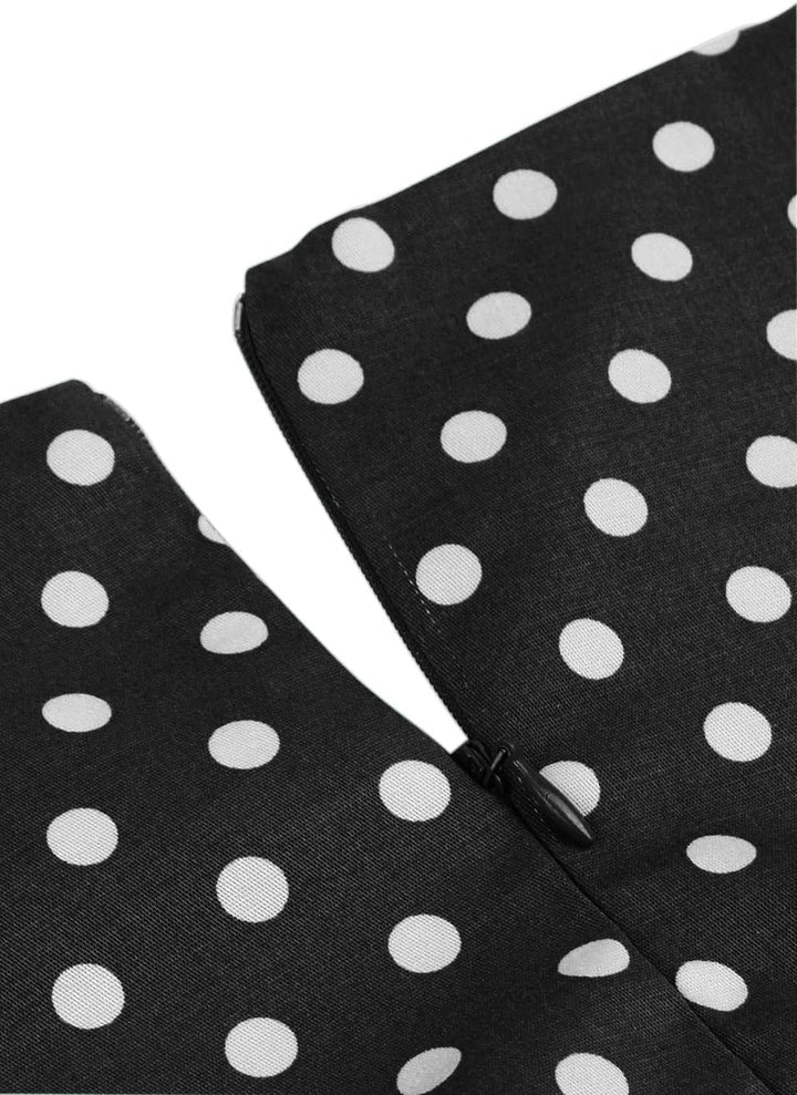 AXOE Damen Rockabilly Kleider 50er Jahre Baumwolle Gürtel S Schwarz, S Schwarz